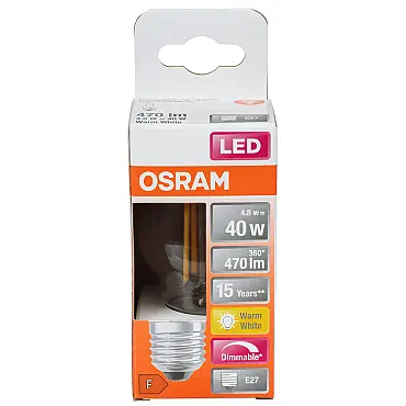 Lyspære LED 470 lm Krone matt dim E27 Osram