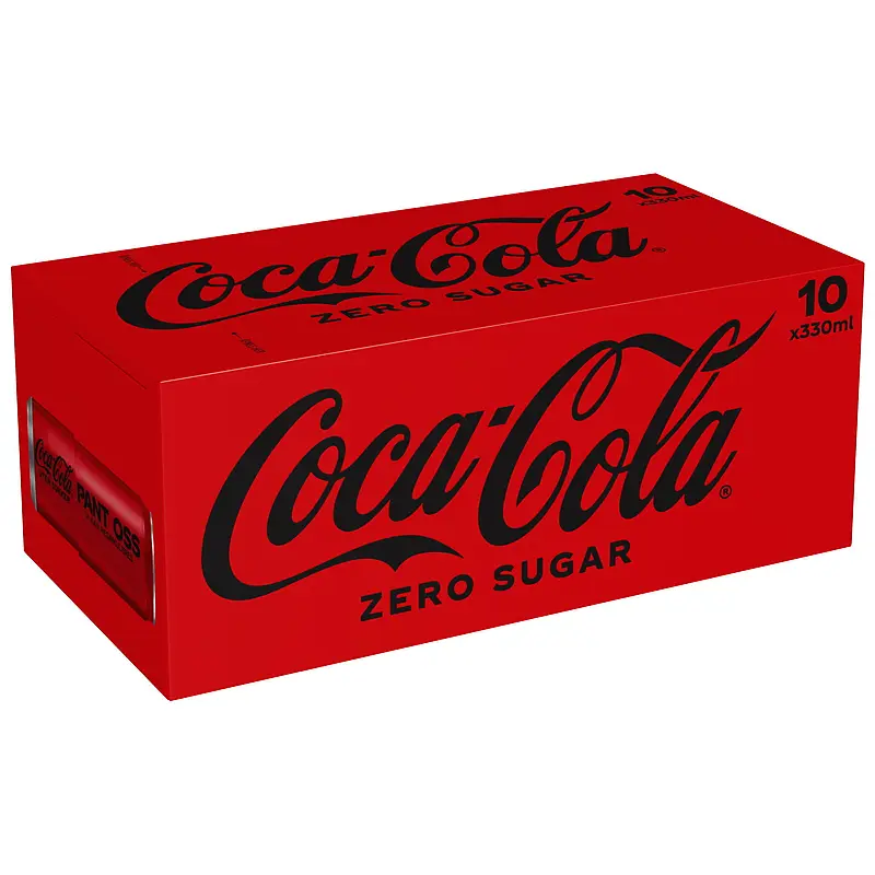 Coca-cola u/sukker 10-pk 0,33 boks