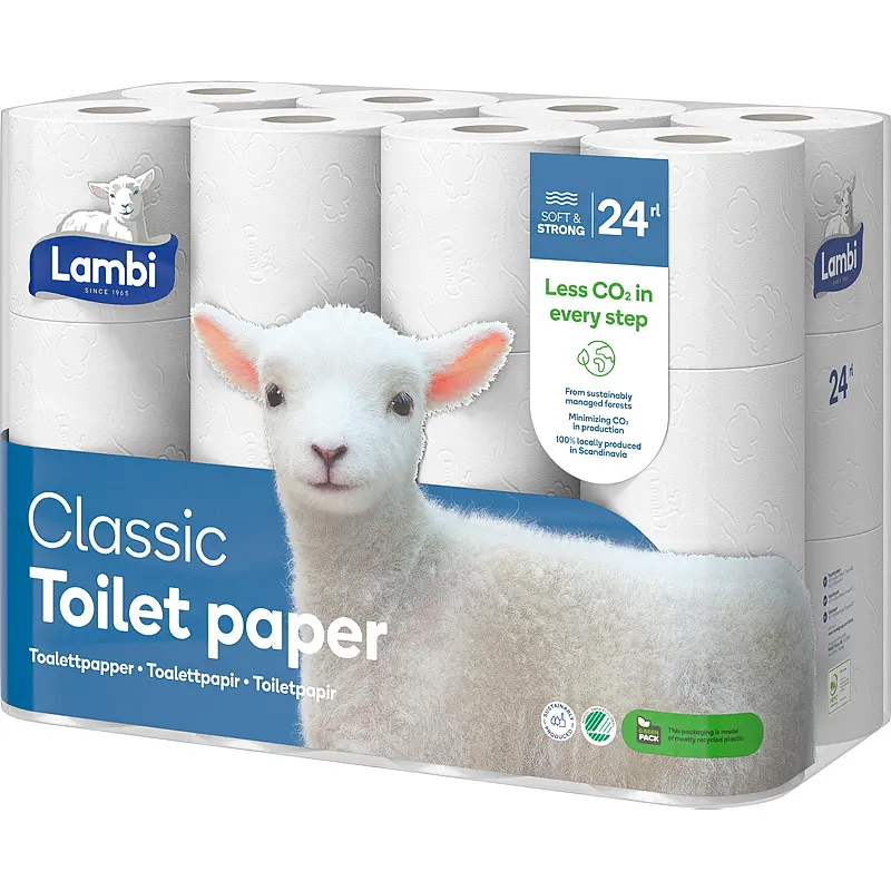 Toalettpapir 24-pk hvit Lambi