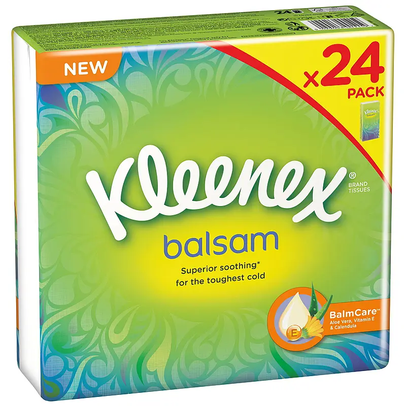 Lommetørkle Kleenex 24-pk, balsam