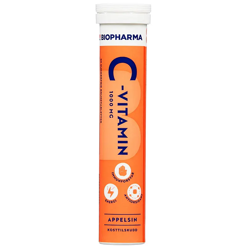 C-vitamin 20 stk Appelsin, brusetab., Biopharma