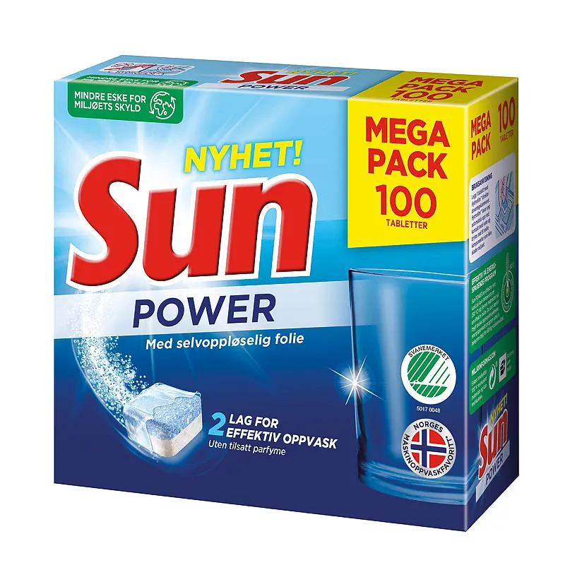 Sun oppvask 100 tabl Power