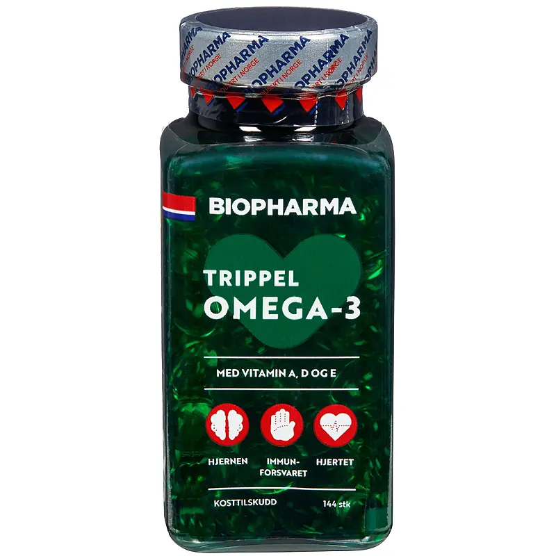 Omega-3 trippel 144 kapsler Biopharma