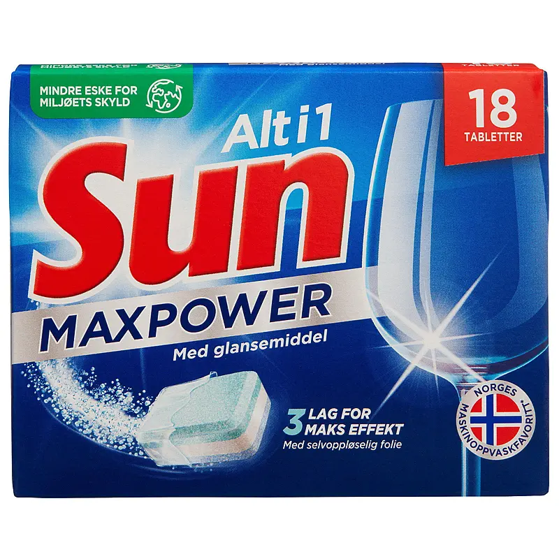 Sun oppvask 18 tabl Max Power alt i ett